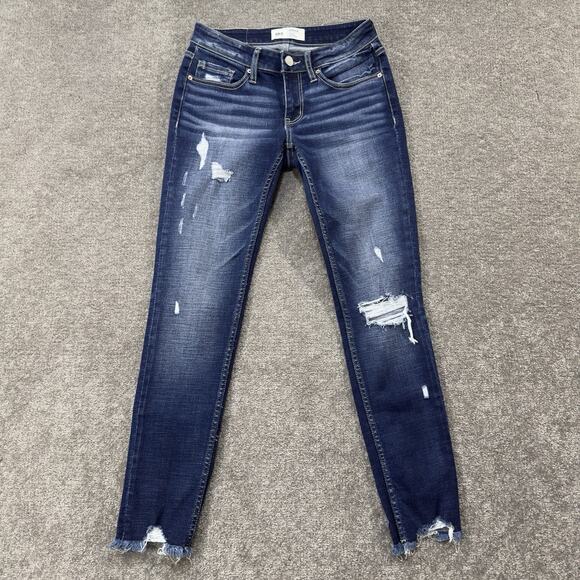 BKE Stella Women Ankle Skinny Jeans Dark Wash Distressed Low Rise Slim Fit 27 - Picture 1 of 7